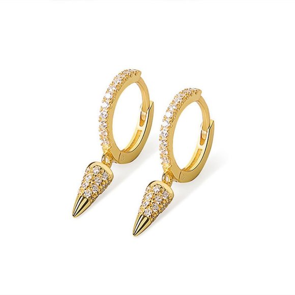 *NEW 925 Sterling Silver Diamond Spike Huggie Hoop - Picture 7 of 7